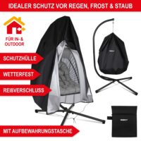 Klappbarer Hängesessel in Rattan-Optik, drehbar und wetterfest.