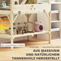 Hamsterkäfig mit 2 Ebenen Zubehör und Aufbewahrung aus Holz