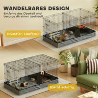 Hamsterkäfig 2-in-1 mit Rampe und Stoffboden schwarz