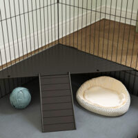 Hamsterkäfig 2-in-1 mit Rampe und Stoffboden schwarz