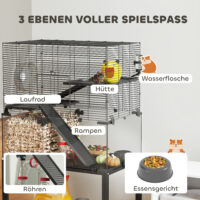 Hamsterkäfig mit 3 Ebenen und Zubehör für Kleintiere