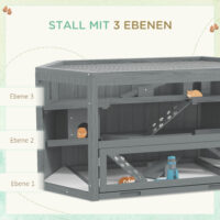 Hamsterkäfig gross mit 3 Etagen aus Holz und Metall