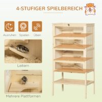 Hamsterkäfig gross mehrstöckig mit Gitterdach aus Holz