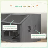 Dunkelgrau-naturfarbener Hamsterkäfig aus Holz (100cm) mit Hängebrücke.