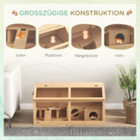 Hamsterkäfig mit Plattform Hängebrücke und Hütte für Hamster