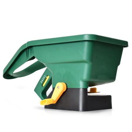 Handlicher 3L-Streuwagen mit einstellbarer Streubreite für Saatgut, Dünger oder Salz.