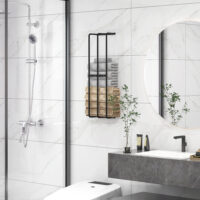 Schwarzer Metall Handtuchhalter zur Wandmontage für 6 Handtücher