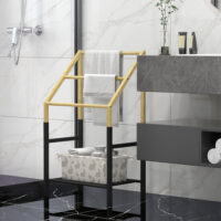 Freistehender Natur Bambus Handtuchhalter mit 3 Stangen für Badezimmer