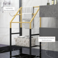 Freistehender Natur Bambus Handtuchhalter mit 3 Stangen für Badezimmer