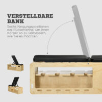 Hantelbank verstellbar mit Ablage und Stauraum Massivholz natur