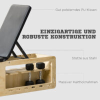 Hantelbank verstellbar mit Ablage und Stauraum Massivholz natur