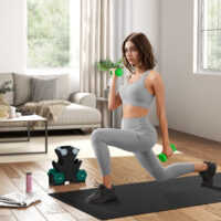 Set mit 6 Kurzhanteln (2x1kg, 2x3kg, 2x5kg) mit Hantelständer.