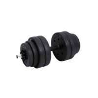 Hantelset mit zwei 15-kg-Hanteln und einer Langhantel, perfekt für das Training.