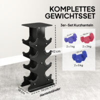 Hantelset Kurzhanteln 3 Paar mit Ständer für Fitness 1-5kg