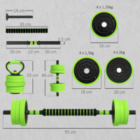 Hantel Set Kurzhantel Langhantel Kettlebell verstellbar 20kg