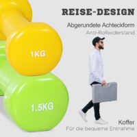 Tragbares und vielseitiges Hantelset mit Koffer (4 Paare).