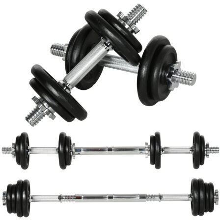Hantelset Kurzhantel Langhantel 2-in-1 verstellbar 20kg Eisen