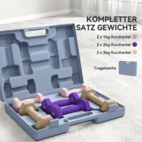 Hantelset Kurzhanteln Gewichte 6er Set für Fitness 1kg 2kg 3kg