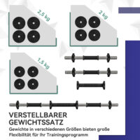 Hantelset Langhantel Kurzhantel rutschfest 25kg