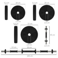 Hantelset Langhantel Kurzhantel rutschfest 25kg
