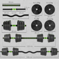 Hantelset Kurzhantel Langhantel verstellbar für Krafttraining 30kg