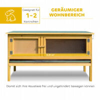 Hasenstall mit Dach und auslaufsicherer Schale aus Holz