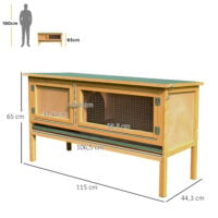 Hasenstall mit Dach und auslaufsicherer Schale aus Holz