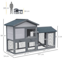 Hasenstall Kaninchenstall wetterfest Outdoor mit Freilauf aus Holz