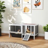 Hasenstall Kaninchenstall mit Freilaufgehege und Rampe Holz
