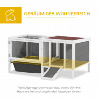 Hasenstall Kaninchenstall mit Freilaufgehege und Rampe Holz