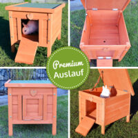 Hasenstall Nido, Kleintierhaus aus Holz mit Rampe und schützendem Dach.