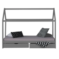 Hausbett Kinderbett 90x200cm aus Holz Grau