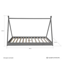 Hausbett Kinderbett 90x200cm aus Holz Grau