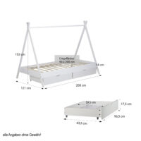 Hausbett Kinderbett 90x200cm aus Holz Weiss