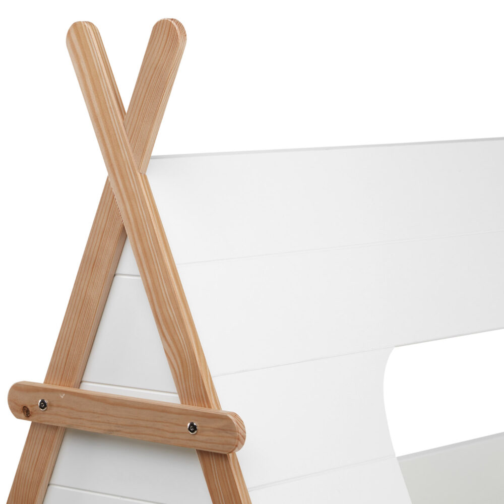 Hausbett Kinderbett 90x200cm aus Holz Weiss-Natur