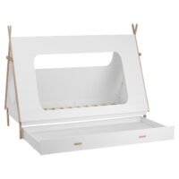Hausbett Kinderbett 90x200cm aus Holz Weiss-Natur