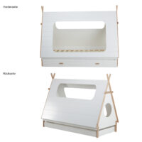 Hausbett Kinderbett 90x200cm aus Holz Weiss-Natur