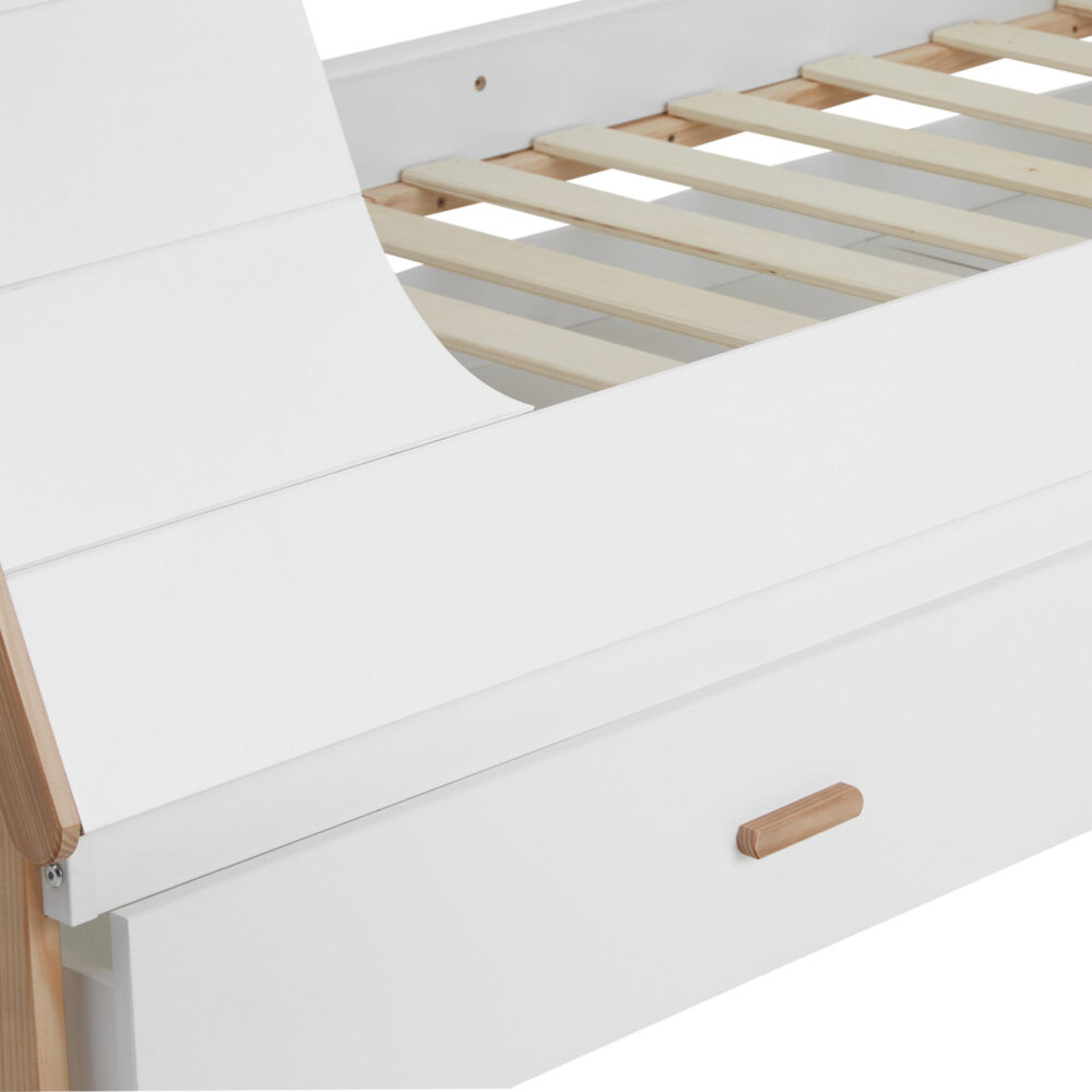 Hausbett Kinderbett 90x200cm aus Holz Weiss-Natur