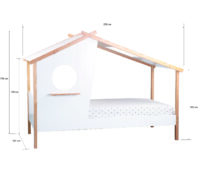 Hausbett Kinderbett 90x200cm mit Bettkasten Weiss-Natur