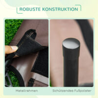 Kaffeefarbenes Haustierbett mit Baldachin aus atmungsaktivem Stoff.