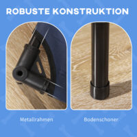 Dunkelblaues, erhöhtes Haustierbett mit Dach, vielseitig einsetzbar.