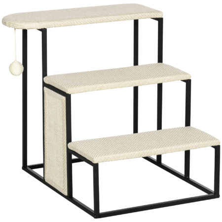 3-stufige Haustiertreppe mit Kratzbrett aus Sisal.