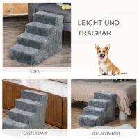 Haustiertreppe 4-stufig Beige 60 x 35 x 44 cm