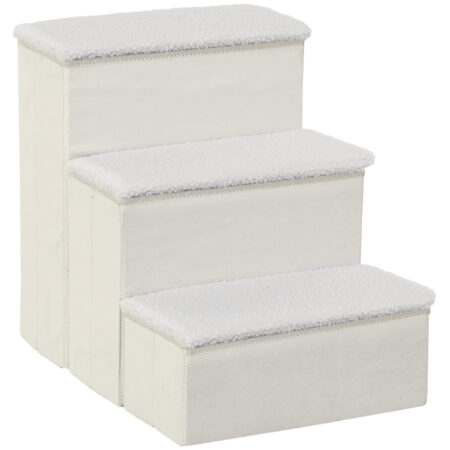 Weiße Haustiertreppe, 40x54x48cm.