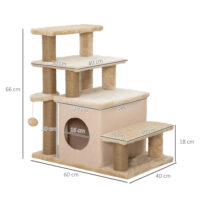Haustiertreppe Kratzbaum höhenverstellbar mit Häuschen und Spielball