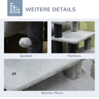 Graue Haustiertreppe mit Schlafhöhle und Plüschbezug.