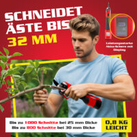 Hecht Akku-Baumpflegeset FlexCut 2in1 mit Astschere und Mini-Kettensäge