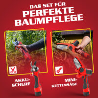 Hecht Akku-Baumpflegeset FlexCut 2in1 mit Astschere und Mini-Kettensäge