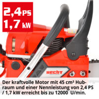 Hecht Benzin-Kettensäge 2.4 PS mit 45-cm-Schwert