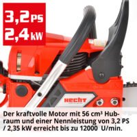 Hecht Benzin-Kettensäge 3.2 PS mit 45-cm-Schwert